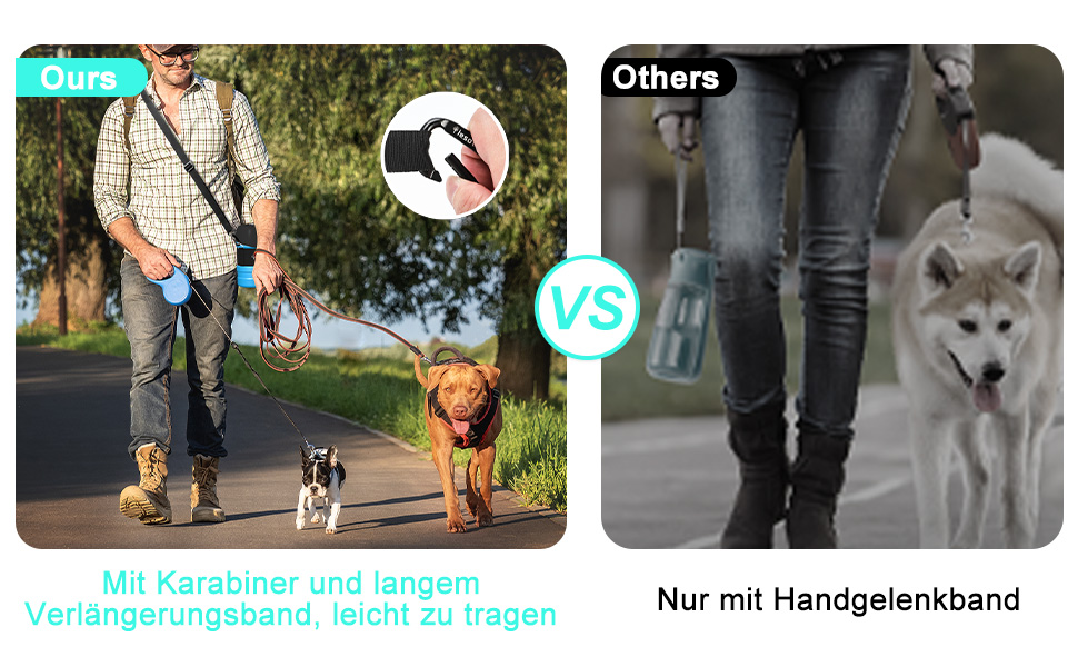 Складана пляшка для води для собак Lesotc, 1000 мл, блакитний колір (для прогулянок, подорожей, кемпінгу)