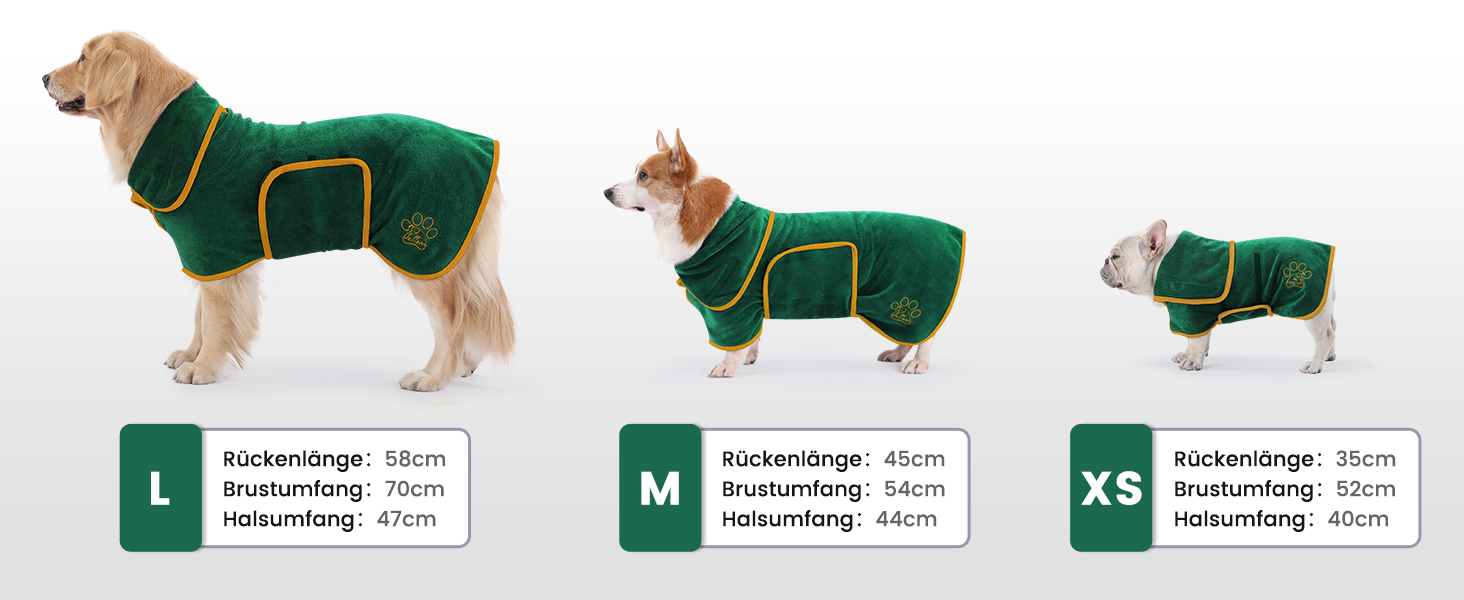 Рушник для собак PETTO, зелений, M - для великих, середніх та маленьких собак