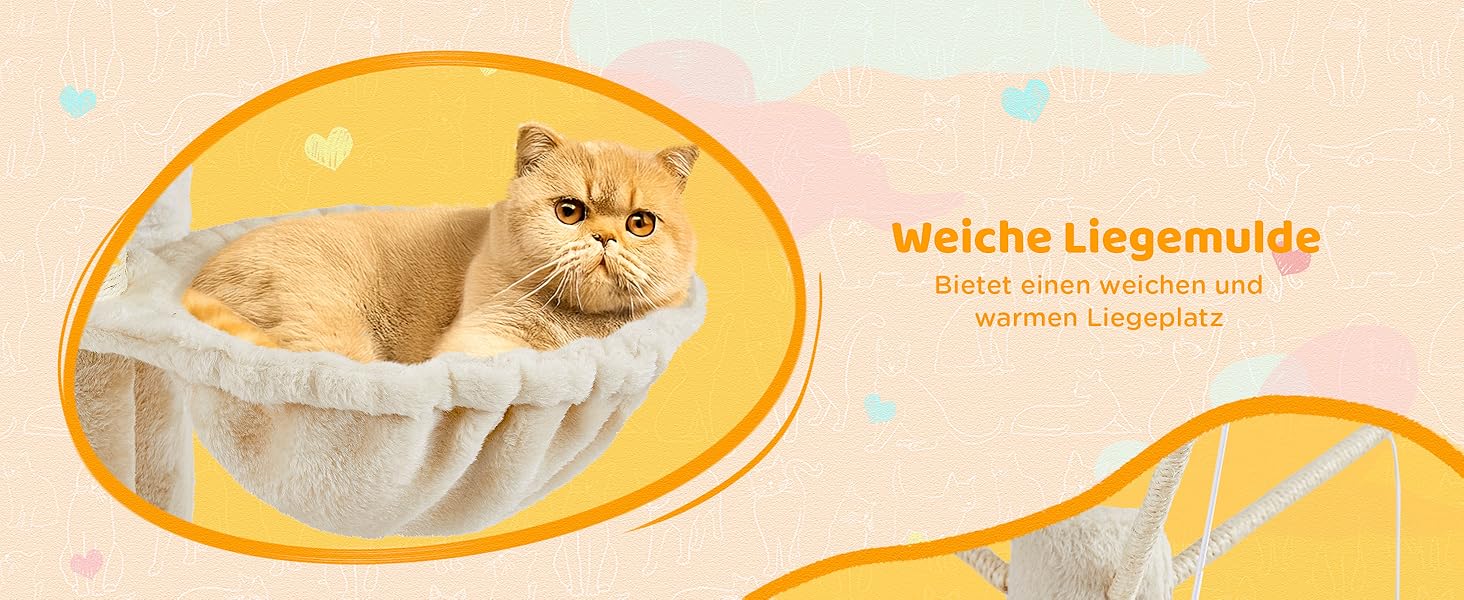 Котячий будиночок Yaheetech 170 см XL: кігтеточка, ліжко, гамак, іграшки, бежевий