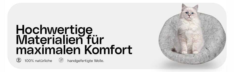 Преміум котяча лежанка Fellefant з вовни, ручна робота – м'який фетровий будиночок для котів, 100% натуральна вовна