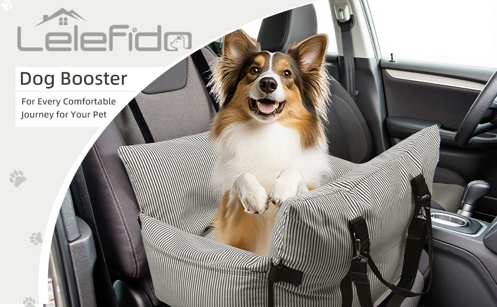 Автокрісло для собак - автокрісло-бустер для маленьких та середніх собак до 18 кг з ременем безпеки та кишенями для зберігання, антиковзаюча підставка (смугастий морський колір) (коричневий, 76.2 x 52 см)