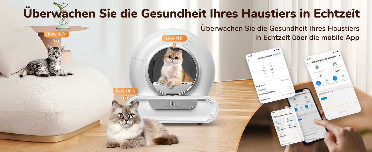 Автоматичний самоочисний лоток для котів з великим об'ємом 74 л, 4 датчиками, системою видалення запаху та керуванням через додаток