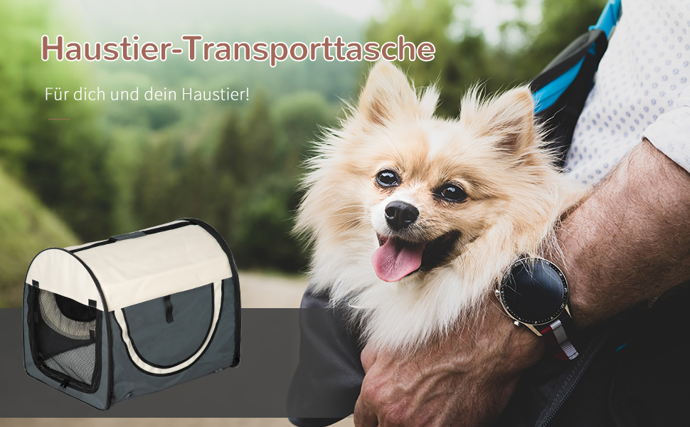 PawHut Складана переноска для собак, транспортна переноска для тварин, 5 розмірів, темно-сірий, L 61 x 46 x 51 см