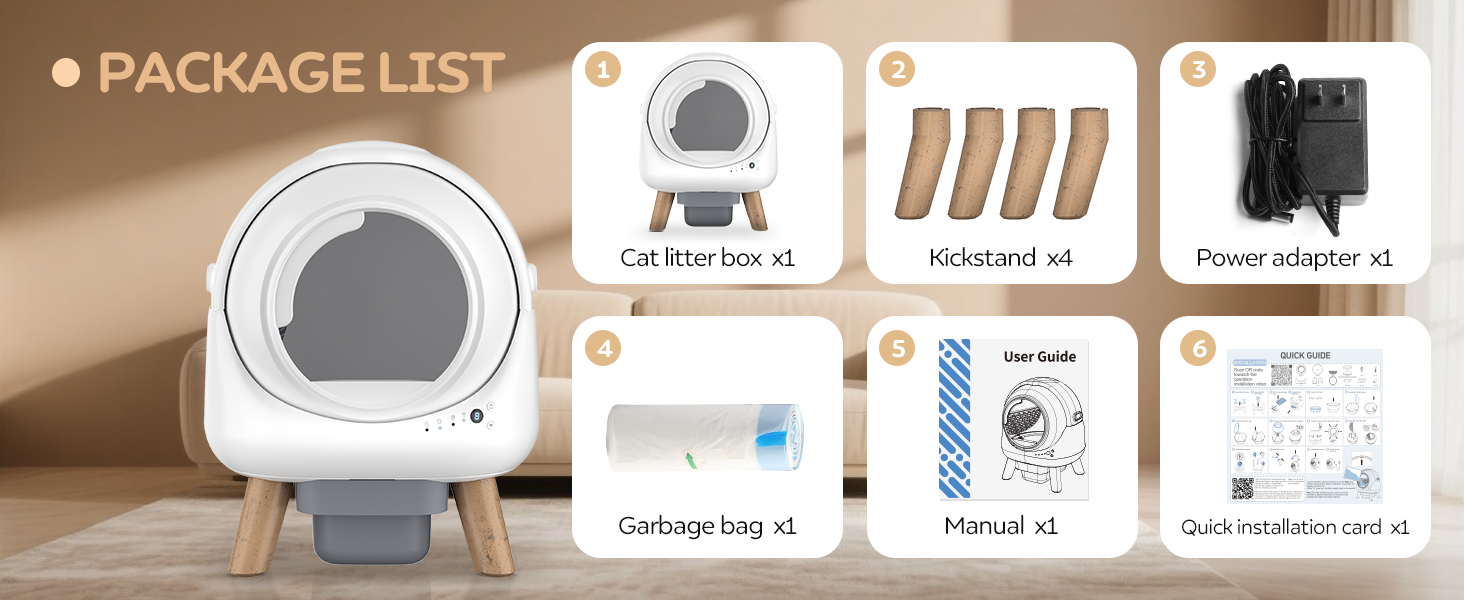 Автоматичний лоток для котів з 4 датчиками, керуванням через APP, для кількох котів, білий, Smart-лоток white-A1