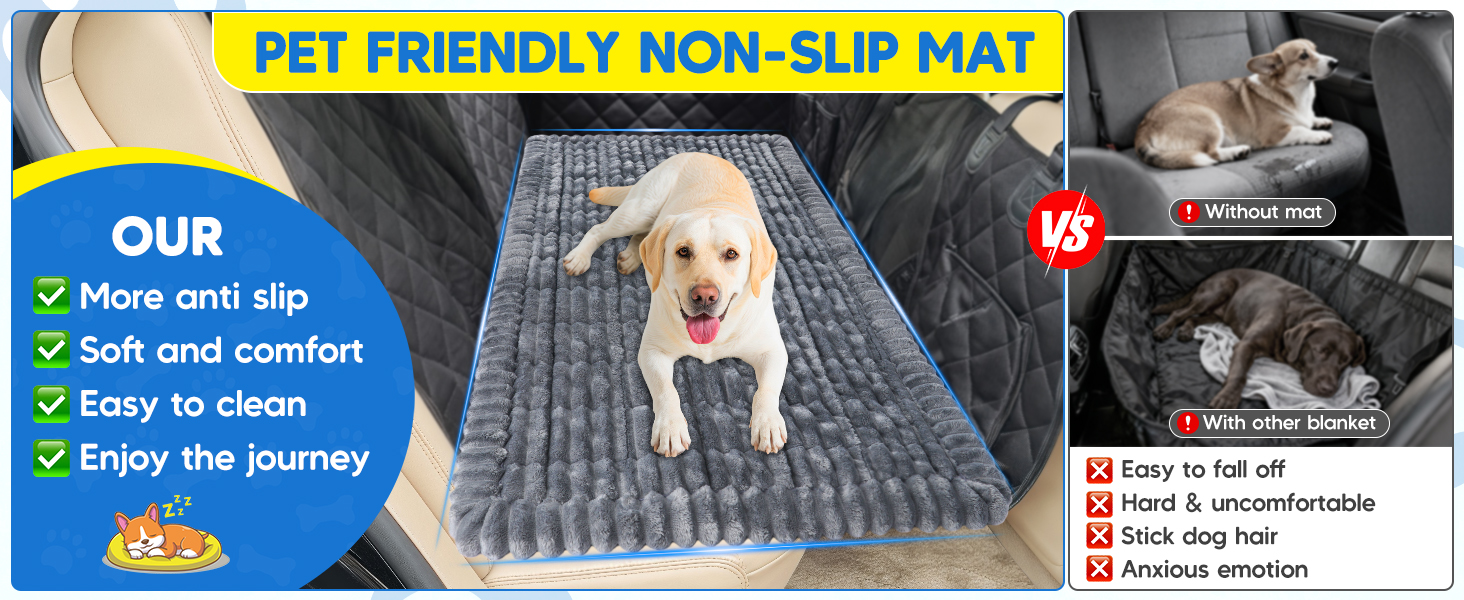 Килимок для собак у машину Loiion, антиковзаюча підстилка на заднє сидіння, м'яка автодеки для собак, 127×62,5x2,5 см, темно-сірий
