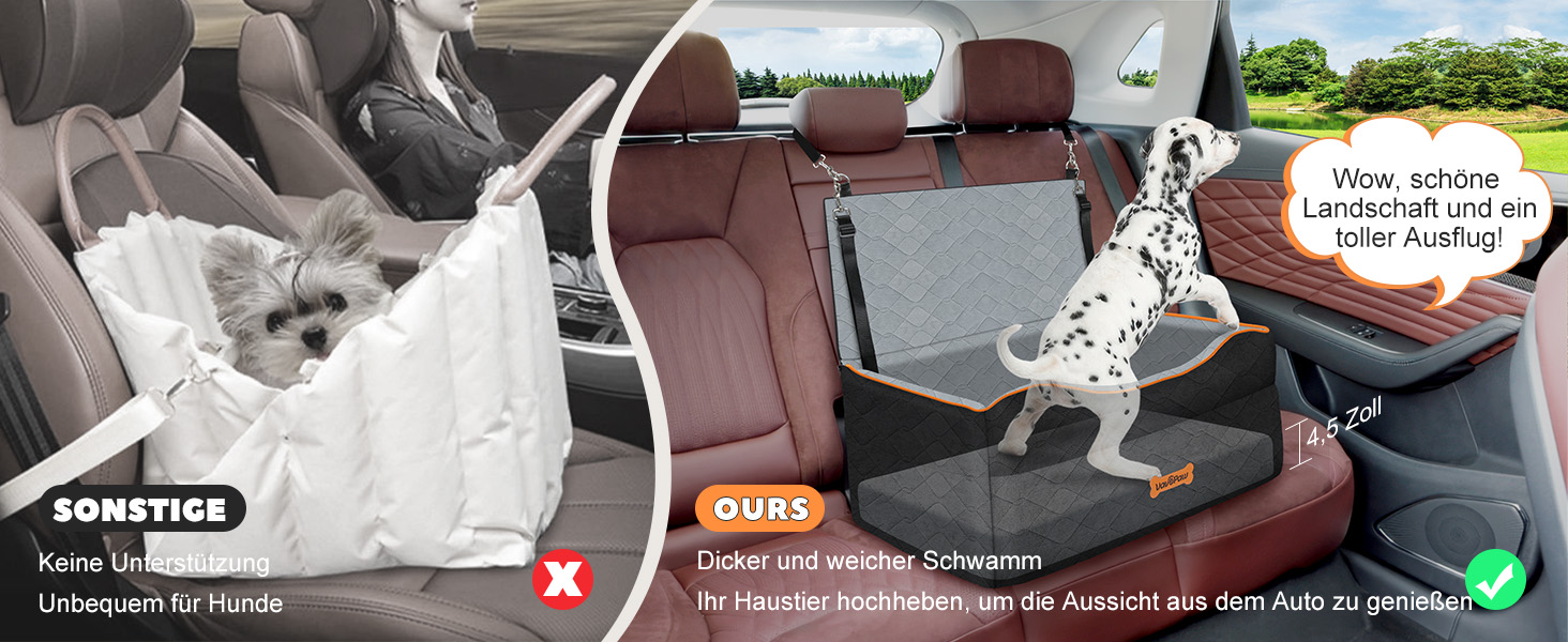 Автокрісло для собак VavoPaw: комфортне та безпечне автокрісло для середніх та маленьких собак (до 23 кг), чорний/сірий, розмір M