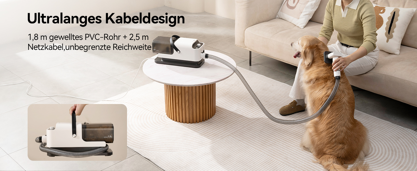 Amicura Шерстьомашинка для собак з пилососом для шерсті та феном 15000Pa, набір для догляду за тваринами, регульована швидкість і температура, 5 перевірених інструментів, тиха машинка для собак та котів