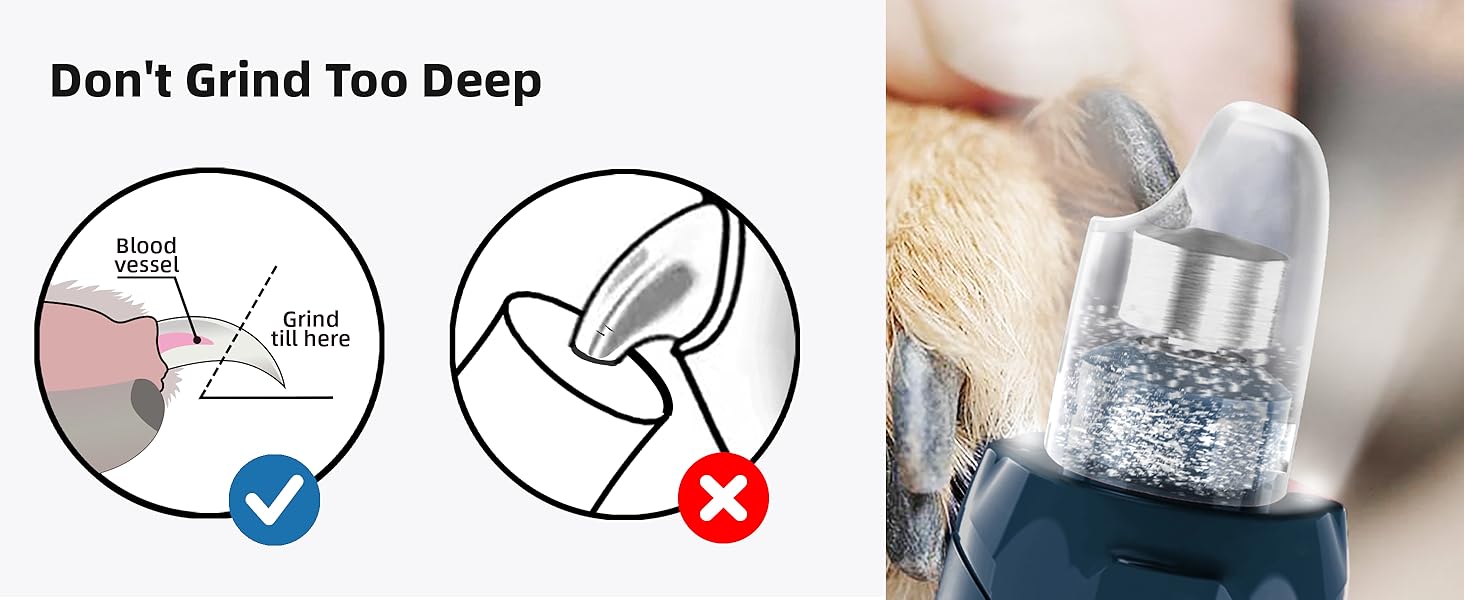 Електричний точилка для кігтів собак та котів Casfuy - 6 режимів, 45 dB, з LED-підсвічуванням, для великих, середніх та маленьких тварин, з захистом від пилу, блакитний