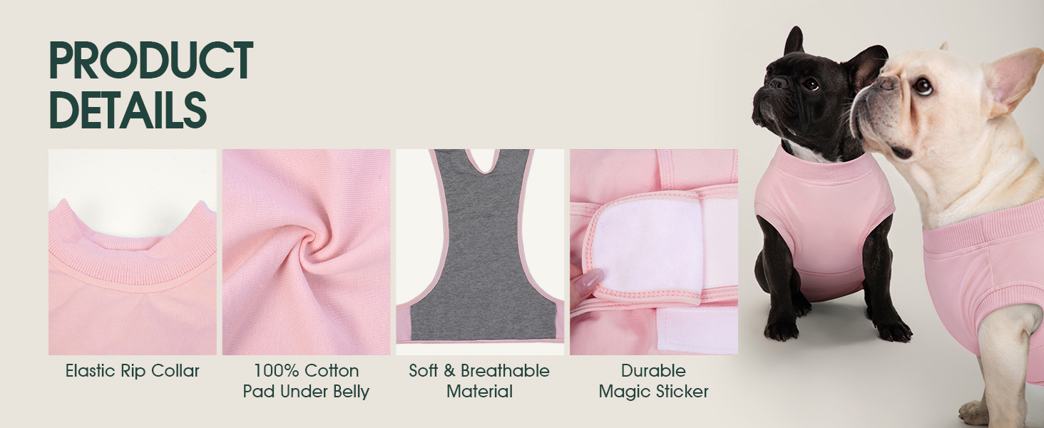 Тільце для собак після операції Kuoser: захист від лизання, дихаюча тканина, для собак після кастрації/стерилізації, рожевий, XS