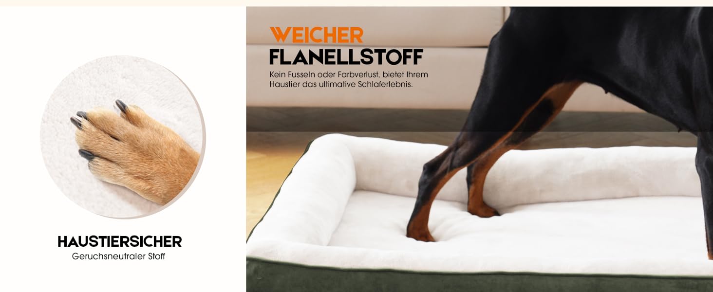 Ортопедичне ліжко для собак XL, корзина для собак, що стирається, з яєцевидною піною, вологостійкий диван для собак з неслизьким дном та чотиристоронньою подушкою (91x61x18 см, оливковий)