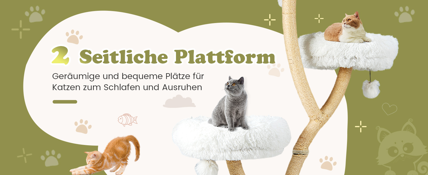 Дерев'яний кігтетопор для котів COSTWAY 178 см з 3 лежаками, м'ячиками та сизалевими стовпчиками, великий, з металевим каркасом, сірий
