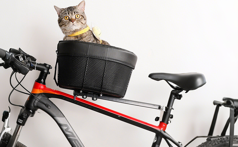 Складаний кошик для собак, м'який велосипедний переносник, знімний передній кошик, велосипедний переносник для котів та собак (чорний)