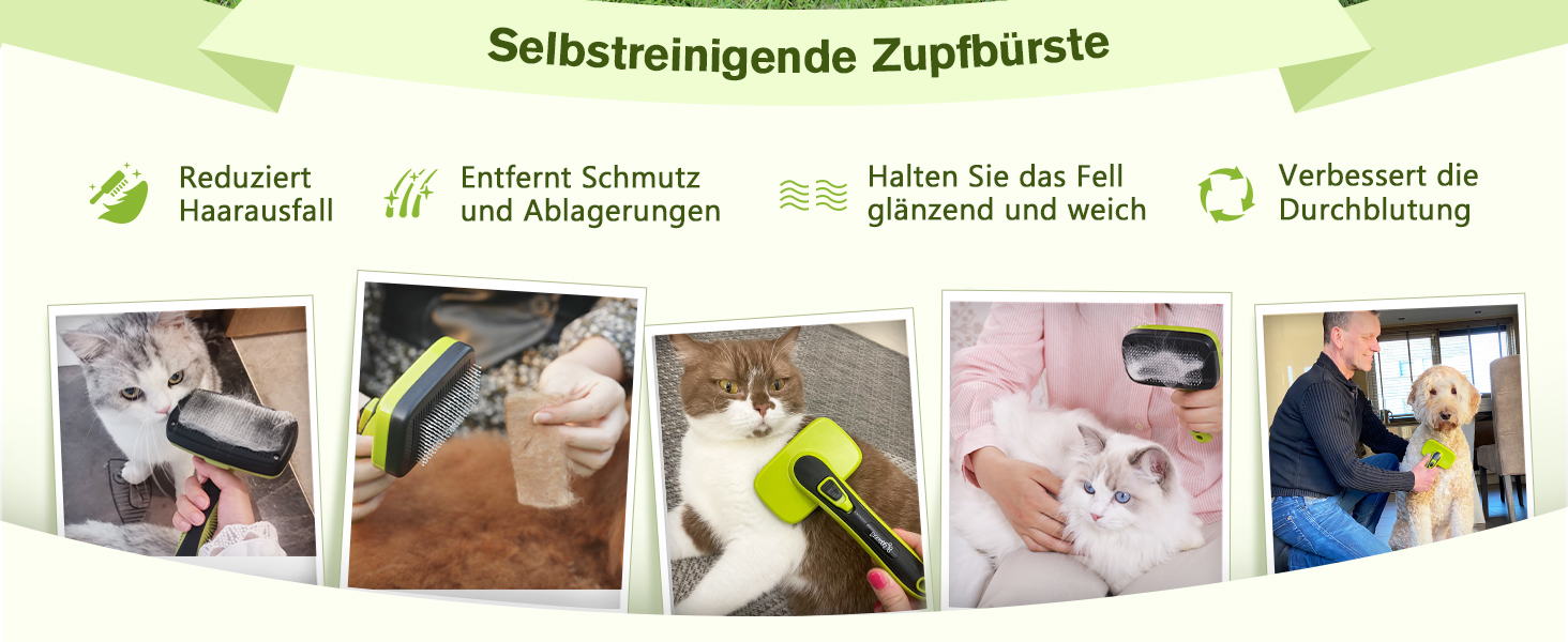 Щітка для собак з довгим хутром Pecute, щітка для котів, щітка для домашніх тварин, самоочисна вичасувальна щітка, гребінець для собак Pecute, м'яко видаляє підшерсток, масажна щітка для догляду за шерстю котів та собак з короткою шерстю