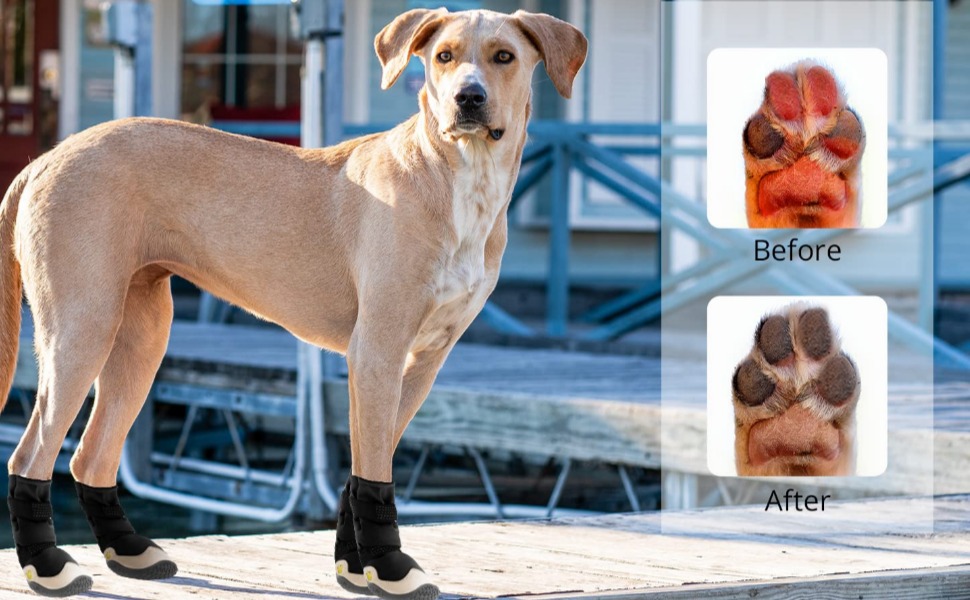 Чоботи для собак: захист подушечок лап [4 шт.], водонепроникні та дихаючі, з неслизькою підошвою та світловідбиваючим кріпленням. Підходять для малих, середніх та великих собак. Зручні чоботи для прогулянок на вулиці.