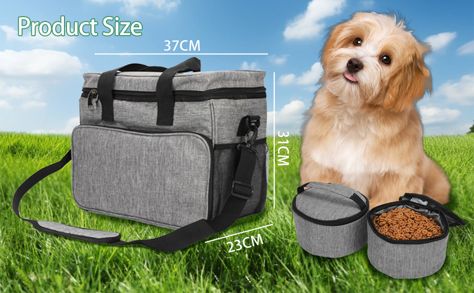 Транспортна сумка для собак та котів на 2 собак, для подорожей, з місткими кишенями та складаними мисками