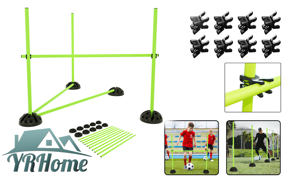 Набір стрибкових стержнів YRHome для тренувань: координація, спритність, дриблінг. 15 стержнів, 10 підставок, 10 кліпсів
