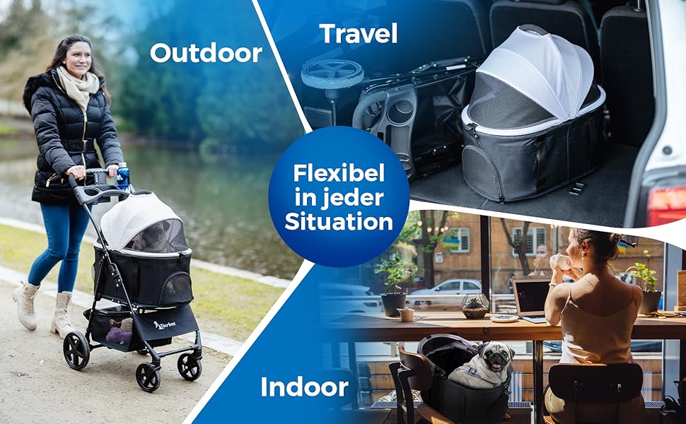 Tierbox Будь-куди: візок для собак до 10 кг, складний, для маленьких собак та котів, рожевий