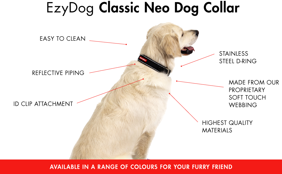 Нашийник для собак EzyDog - неопреновий, водонепроникний, світловідбиваючий (M, чорний) 39-44 см