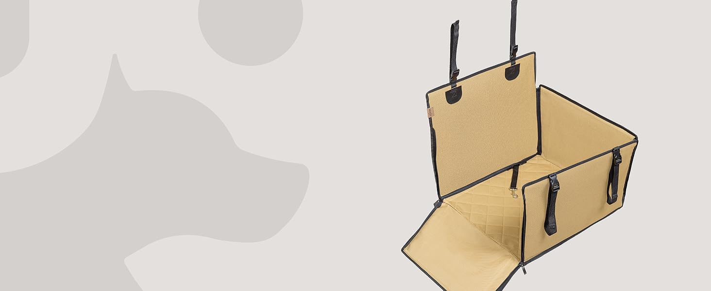 Автокрісло для собак Wuglo Extra Stabiler – надійне, водонепроникне автокрісло для собак середніх розмірів до 18 кг, бежеве