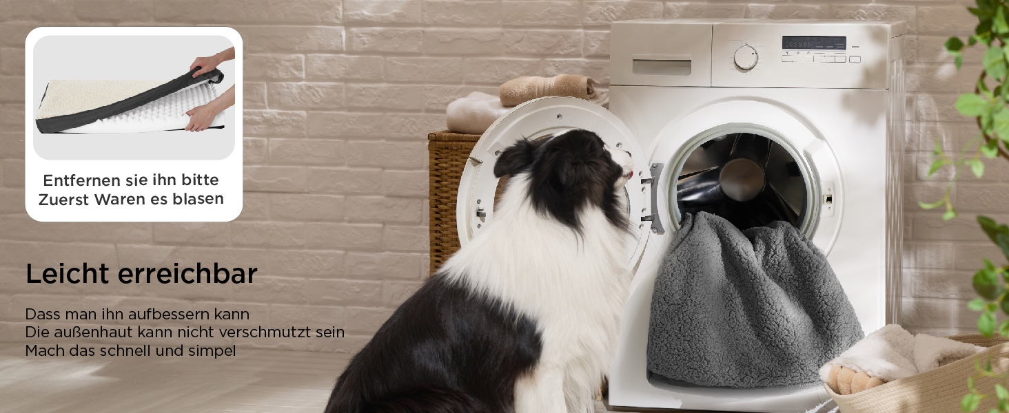 Ортопедичне ліжко для собак BEDSURE - великі породи, 91x69x8 см, м'яке, миється, сіре