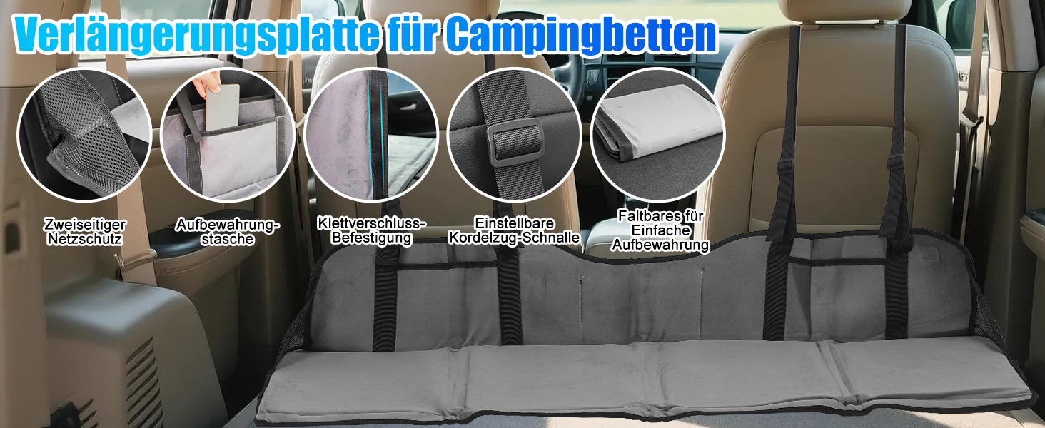 Розширювач для заднього сидіння автомобіля, килимок-матрац, сірий, фланель | Розширювач для SUV, MPV, компактних авто