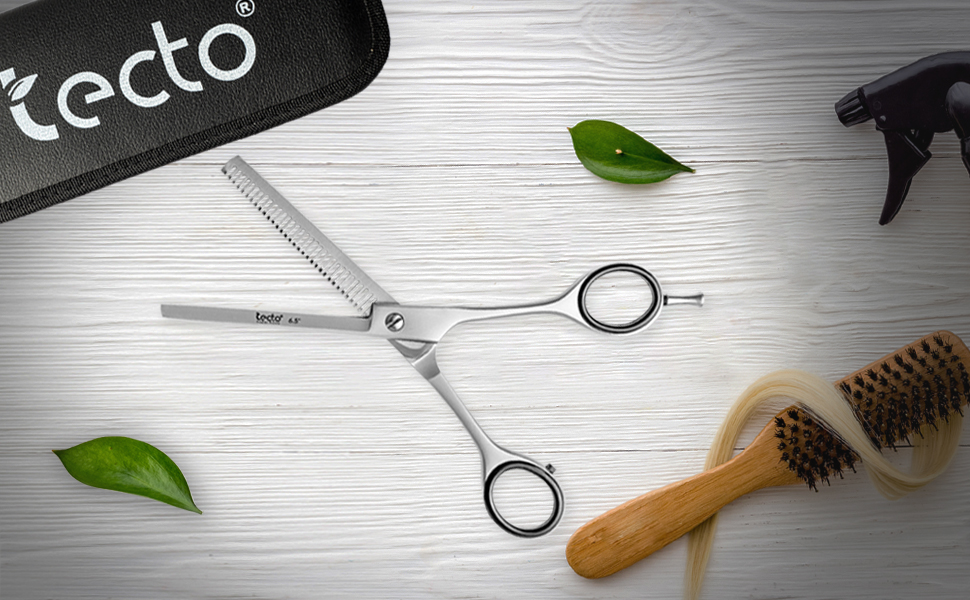 Професійна ножиця для догляду за волоссям, ножиці для стрижки, леза гострого бритви, загальна довжина 16,5 см, з шкіряним чохлом