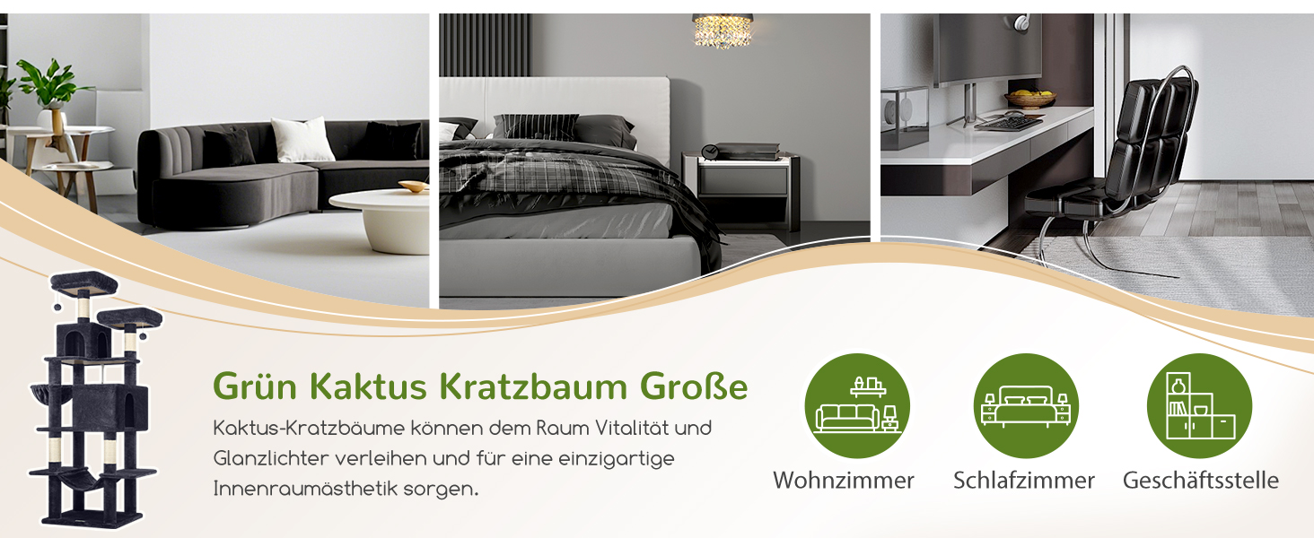 Драбина для котів Globlazer Kaktus XXL 195 см з 2 будиночками, 2 стійками, великою гамаком 50*33 см, кошиком. Стабільна велика драбина для котів, дорослих, відпочинку та ігор в приміщенні (F76).