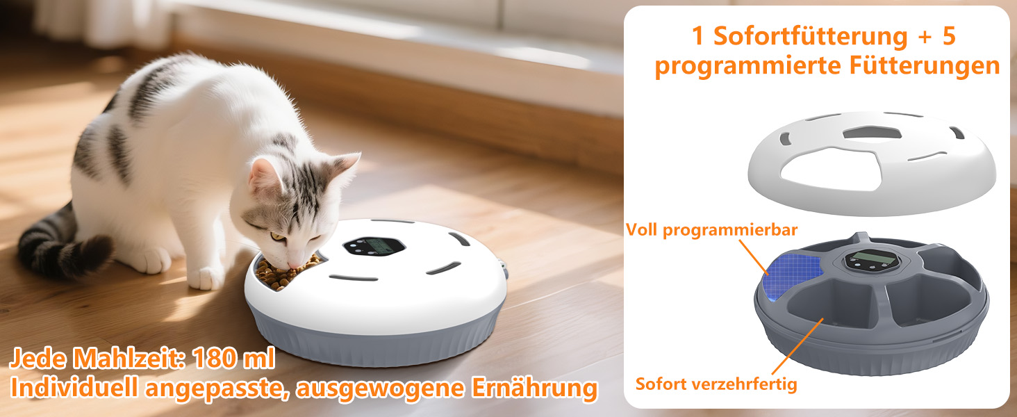 Автомат для годування котів Lafisun, 6 порцій, з охолодженням, програмований таймер, для вологого корму