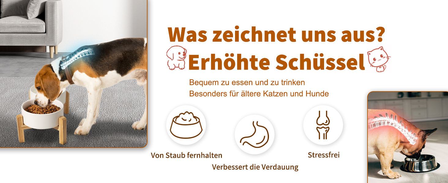 Набір мисок для собак, підняті миски, кераміка, протиковзкий стійкий, 2 шт., 850 мл, білий