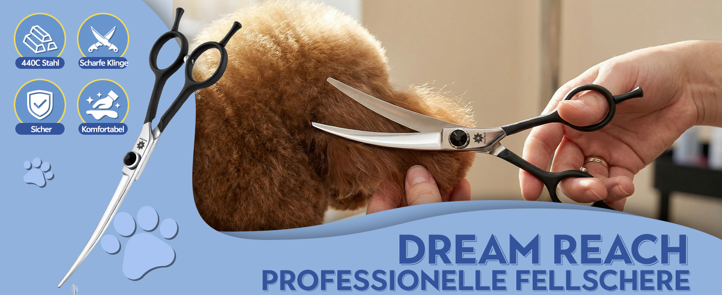 Ножиці для грумінгу собак та котів Dream Reach 6.5 дюймів, вигнуті, з японської сталі 440C, фіолетовий колір