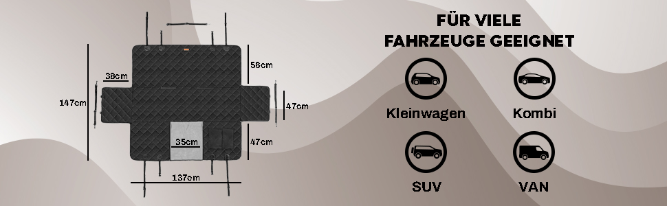 Захист для заднього сидіння автомобіля для собак Hainberger: водовідштовхувальний, стійкий до подряпин, з боковим захистом та оглядовим вікном, 137x147 см