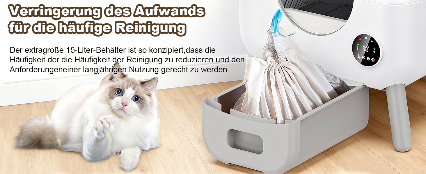 Автоматичний лоток для котів Katzenklo Selbstreinigend, 65л, XXL, з контролем через додаток, для 2+ котів
