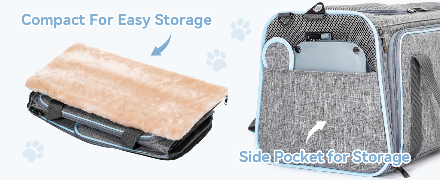 Складна переноска для котів і собак Petsfit, розширювана авіа-сумка з плечовим ременем, синя, розмір S