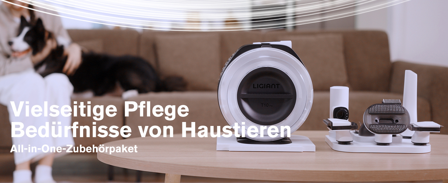 Бездротовий пилосос для собак T10 Pro 7-в-1: догляд, стрижка, точилка для кігтів, щітка. Великий контейнер 2.2л. Ідеально для прибирання шерсті вдома, в авто та на вулиці. Чорний та білий.