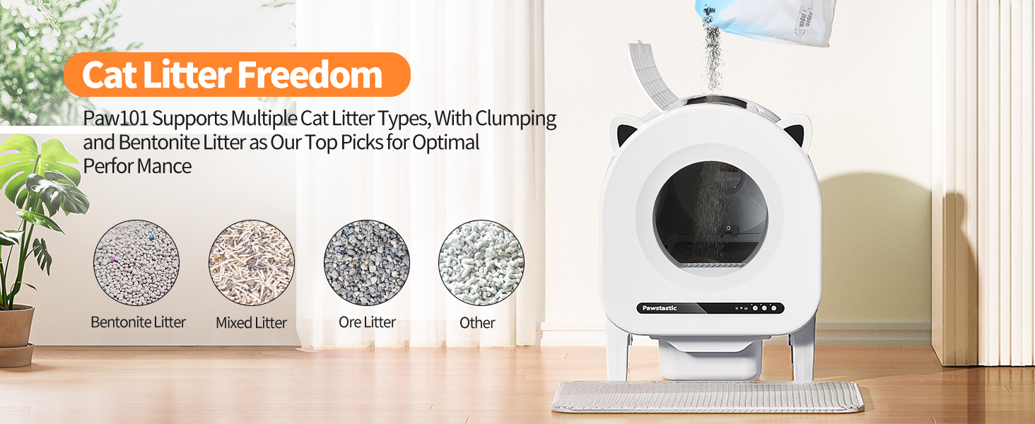 Автоматичний лоток для котів 68л з самоочищенням, з APP-керуванням, захистом та нейтралізатором запаху, з килимком та 2 рулонами сміттєвих пакетів, для кількох котів