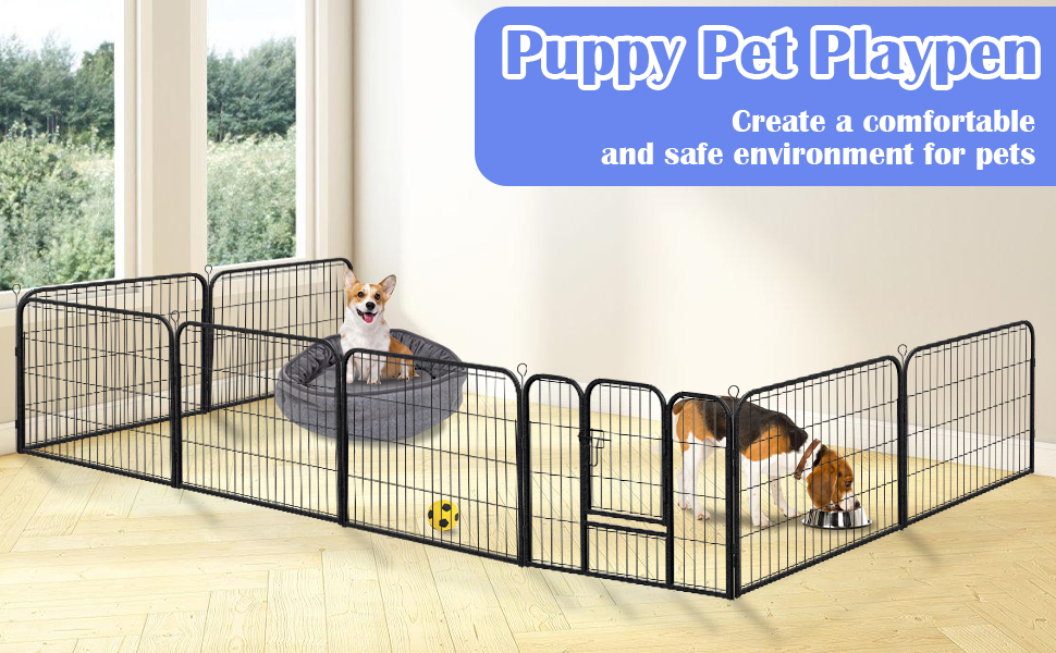 Клітка для цуценят Yakimz 8-частинна, вигульна клітка для цуценят висотою 60 см з дверцятами та захисним тентом, гнучка та складана клітка для собак, загородження для цуценят, собак, кроликів та інших дрібних тварин, 8 шт. - 80x60 см