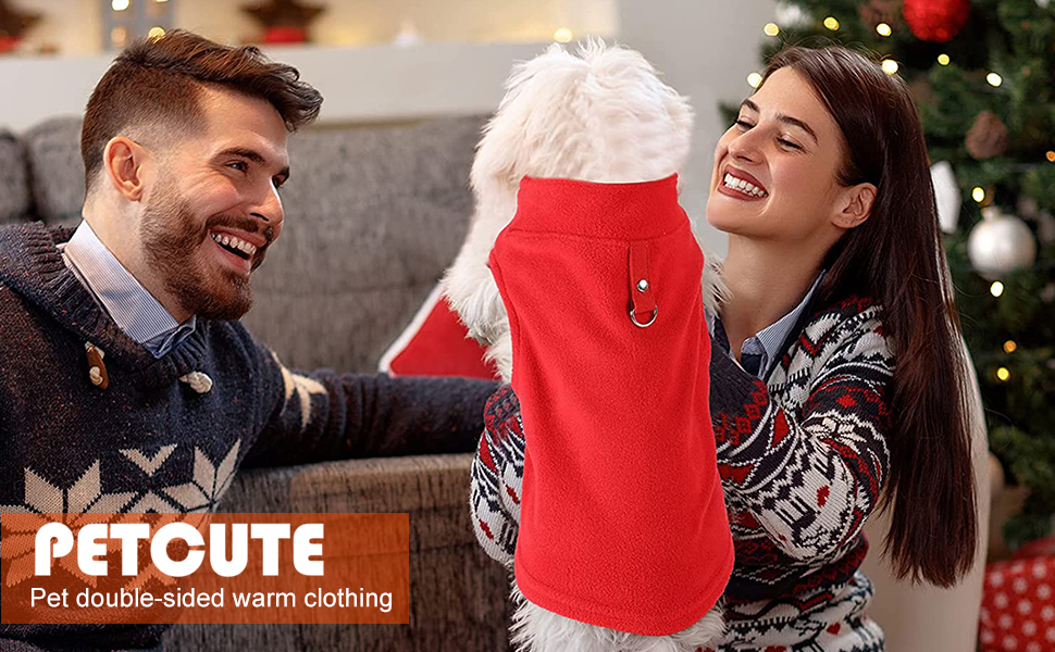 PETCUTE Теплий зимовий пуловер для собак, флісова жилетка для маленьких, середніх та великих собак, жилетка для собак з отвором для повірця, фіолетовий