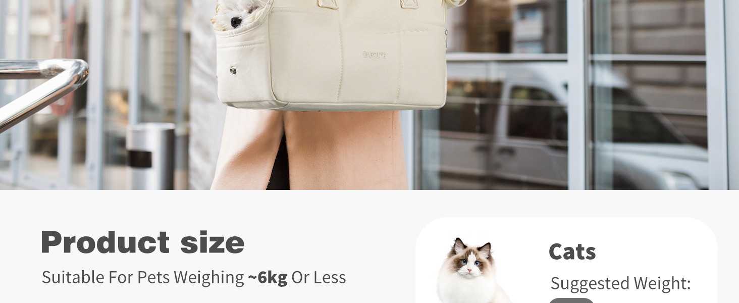 PETCUTE Сумка-переноска для собак та котів, середнього розміру, з кишенями, знімний килимок, для подорожей та авіаперельотів, бежева