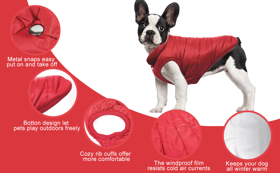 Зимовий одяг для собак Meioro: тепла куртка, флісова жилетка, м'який світшот для маленьких та середніх собак (XXL, Rosso)