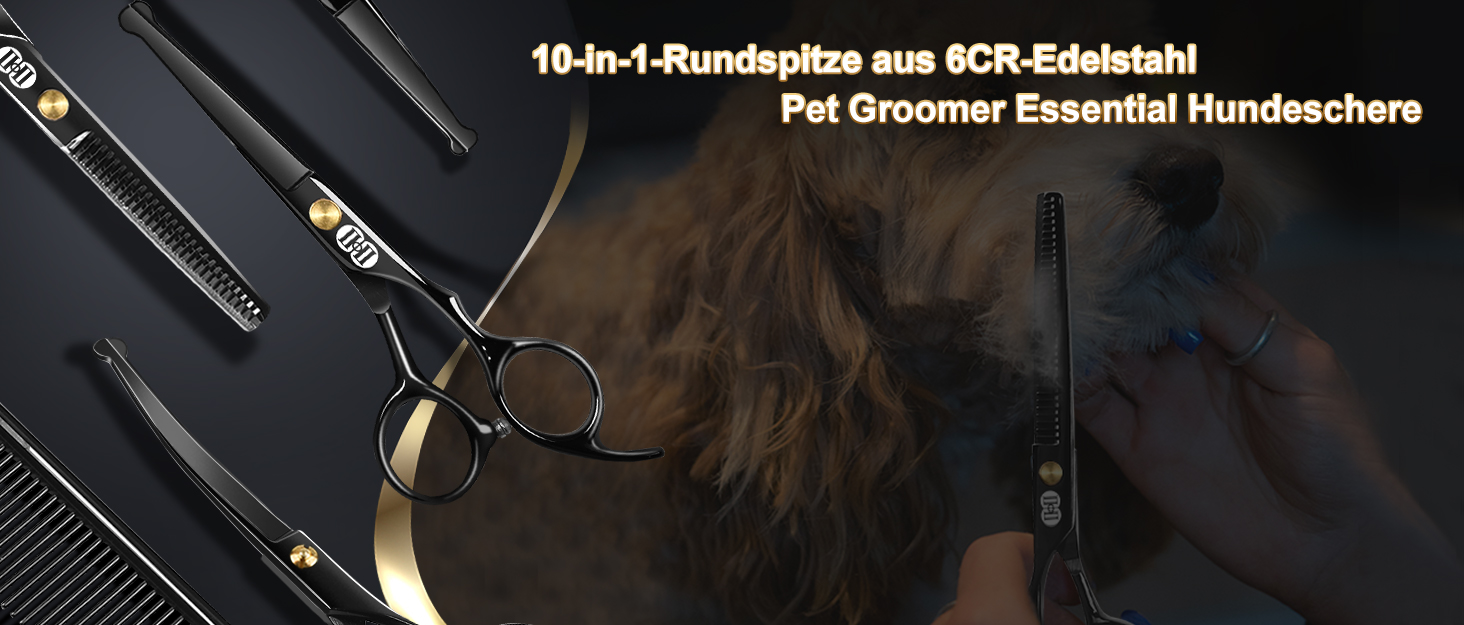 Набір професійних ножиць для грумінгу собак CIICII 10-в-1: безпечні, з різними типами лез для собак та котів
