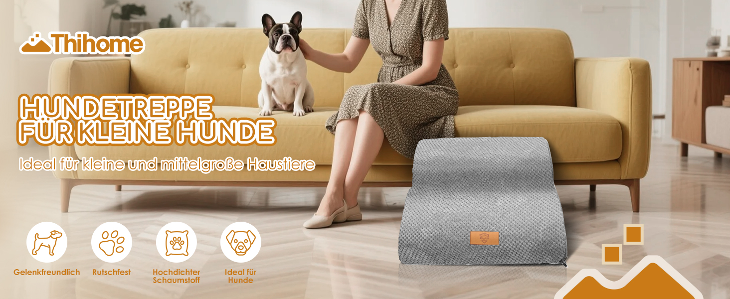 Сходинка для собак маленьких порід, водовідштовхувальна, 3 сходинки, з високощільнісного губки, знімна, для софи та ліжка, сіра