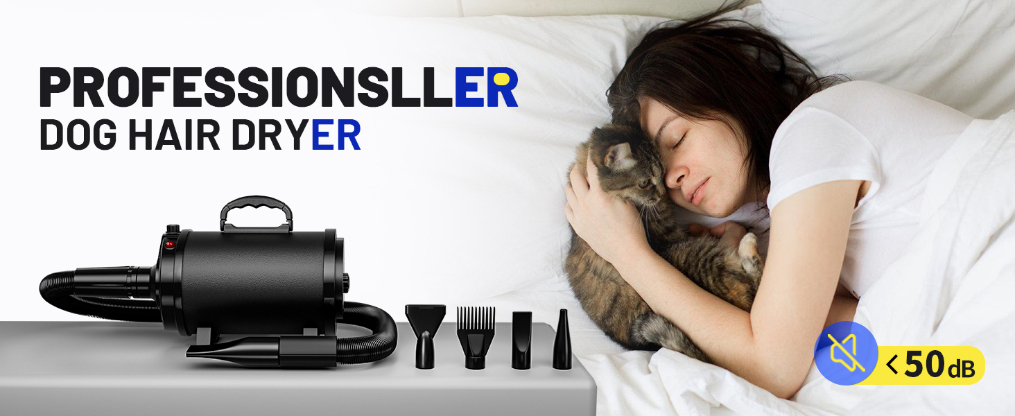 Фен для собак Blower - тихий, 4.5 PS / 3200W, регульована швидкість, з набором насадок