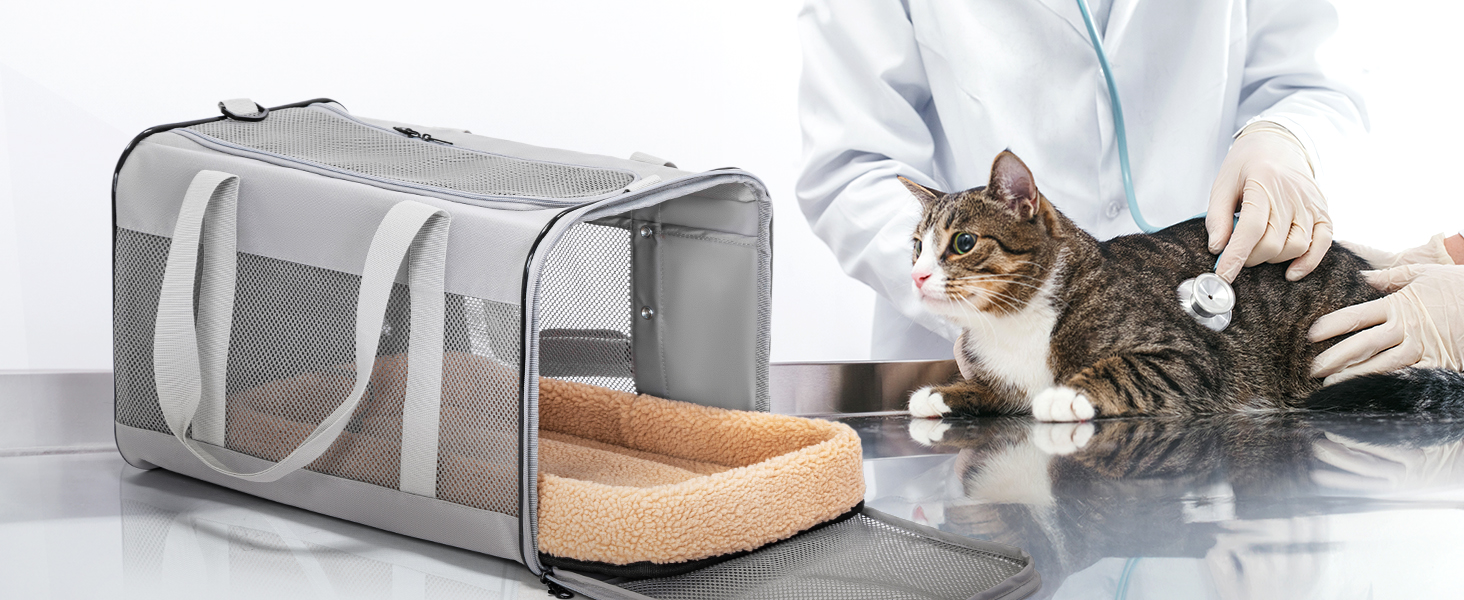 Переноска для котів та собак Petsfit сірого кольору L+: 48,5x31x31 см - Зручна та безпечна переноска для тварин