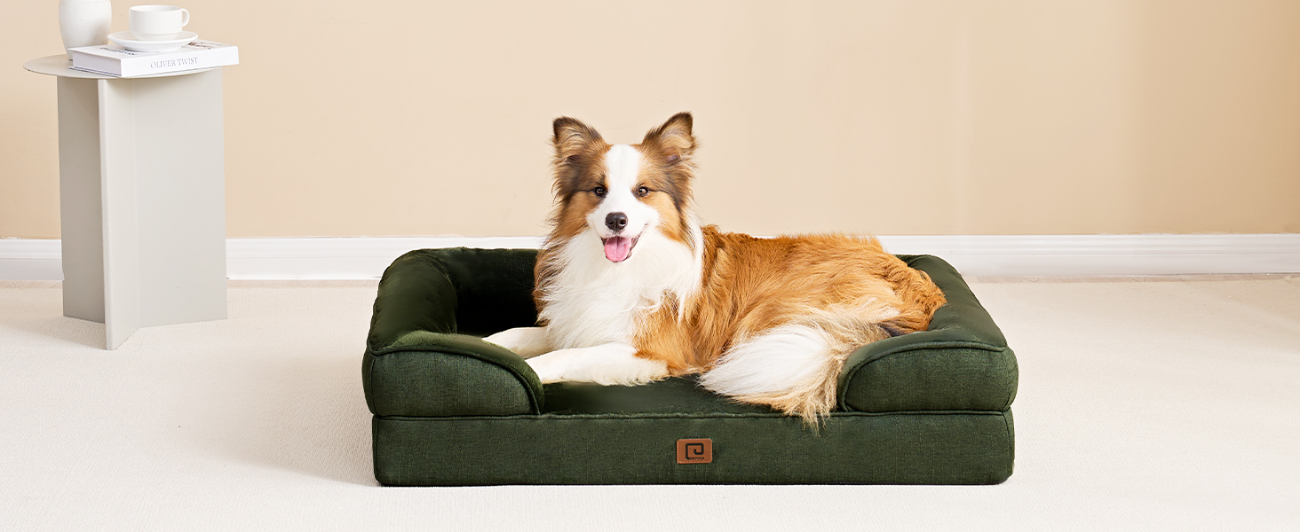 Ортопедичне ліжко для собак великих порід EHEYCIGA, 112x81 см, кошик для собак XL з Memory Foam, водовідштовхувальне, неслизьке, з високим бортиком, сірого кольору (112 x 81 x 18 см)