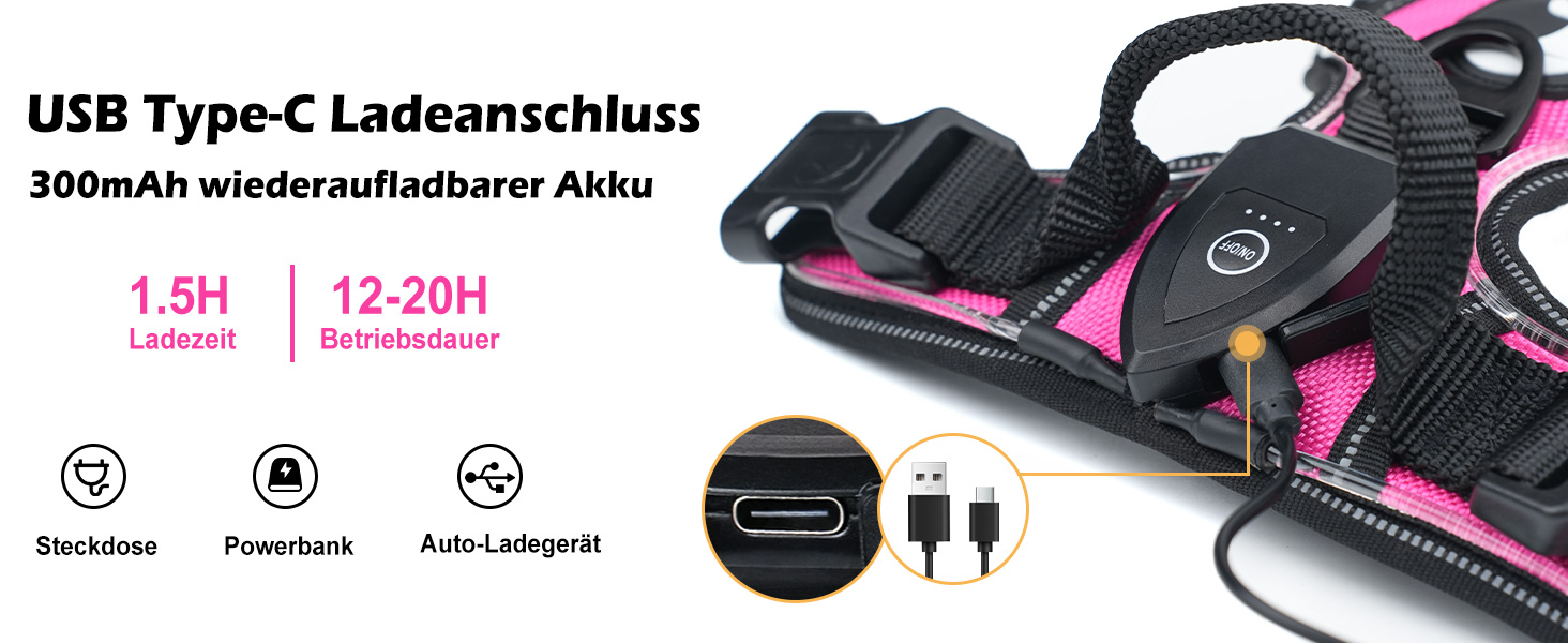 Світловідбиваючий нашийник для собак Joytale з LED, для середніх собак, без натягування, з ручкою, регульований, для нічних прогулянок, зелений, розмір M