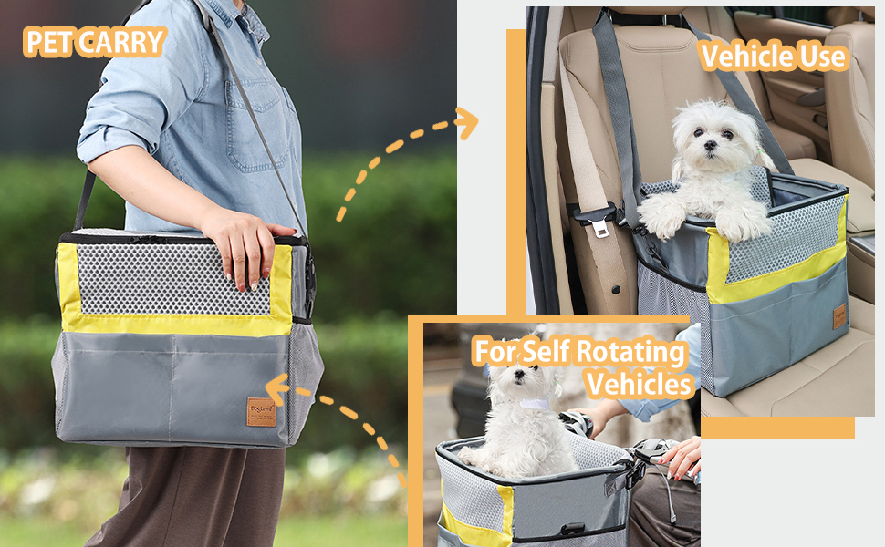 PETCUTE Кошик для собак на велосипед, з ременем безпеки, жовто-сірий, до 7.5 кг