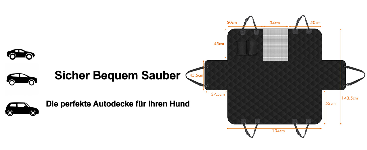 Килимок для собак у машину Caliyo, захист заднього сидіння, водовідштовхувальний, антикіготок, універсальний (Чорний)