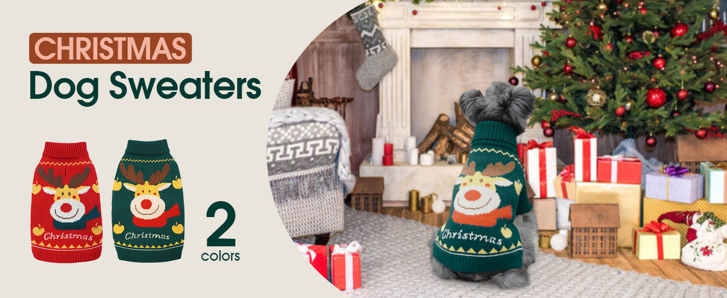 Пуловер для собак Kuoser на Новий Рік, теплий в'язаний пуловер для цуценят, м'який зимовий одяг для собак, святковий пуловер з оленем для маленьких та середніх собак, зелений L, зелений