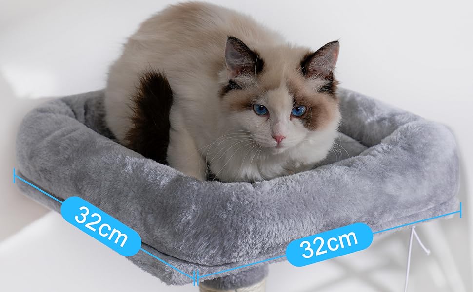 Котячий дряпак Hey-brother 111 см з іграшкою, платформою, гамаком і сизалевими стовпчиками, сірий