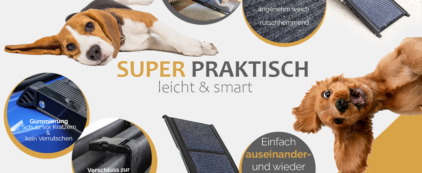 Рампа для собак Petigi 180 см, складна, з неслизьким килимком, до 90 кг